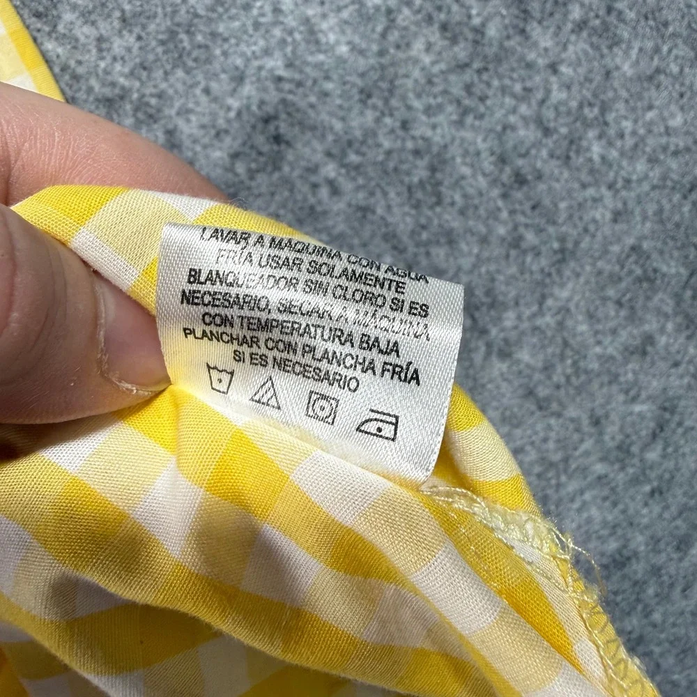Basic Editions Yellow White Gingham Short Sleeve Button Down Shirt Womens XXL - Picture 7 of 9
